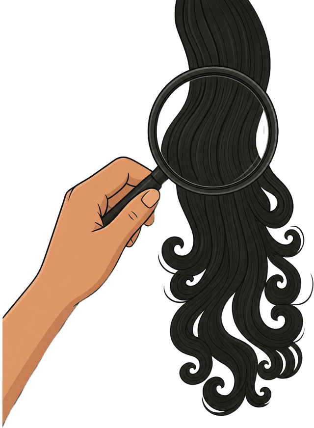 Illustration of step two: answers checked against peer-reviewed hair research